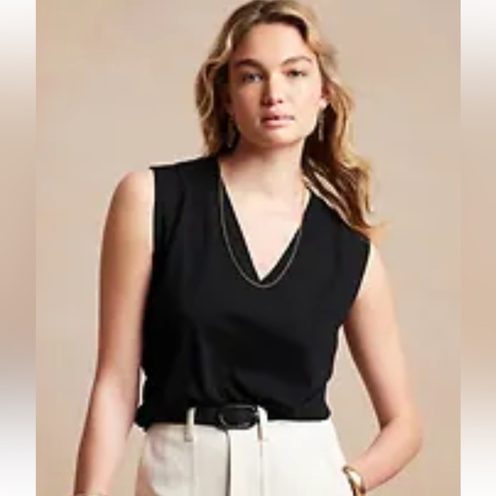 Banana Republic Factory soft cotton V-neck T-shirt in light gray, size L, NWT
